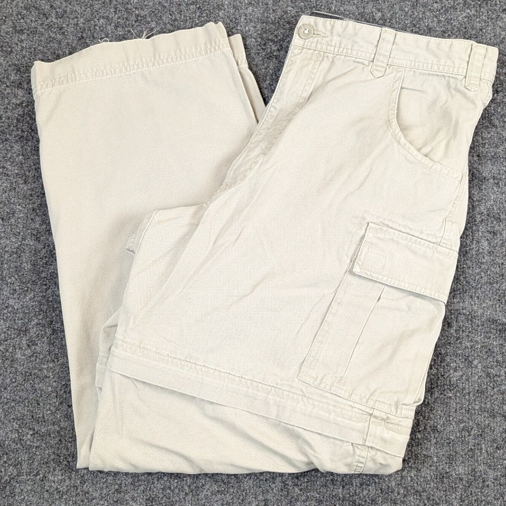 Eddie Bauer Mens 36x32 Tan Cotton Convertible Zip Off Cargo Pants